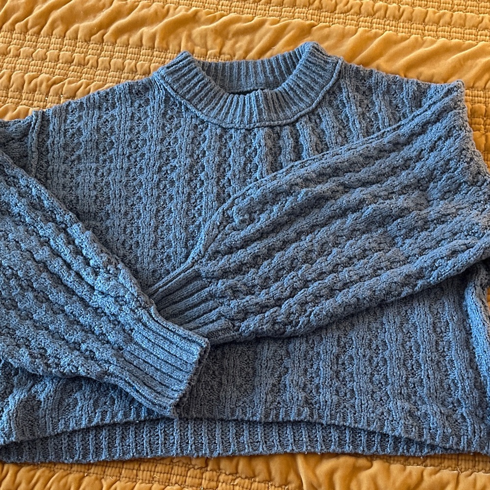 Love Tree Blue Cable Knit Turtleneck Sweater